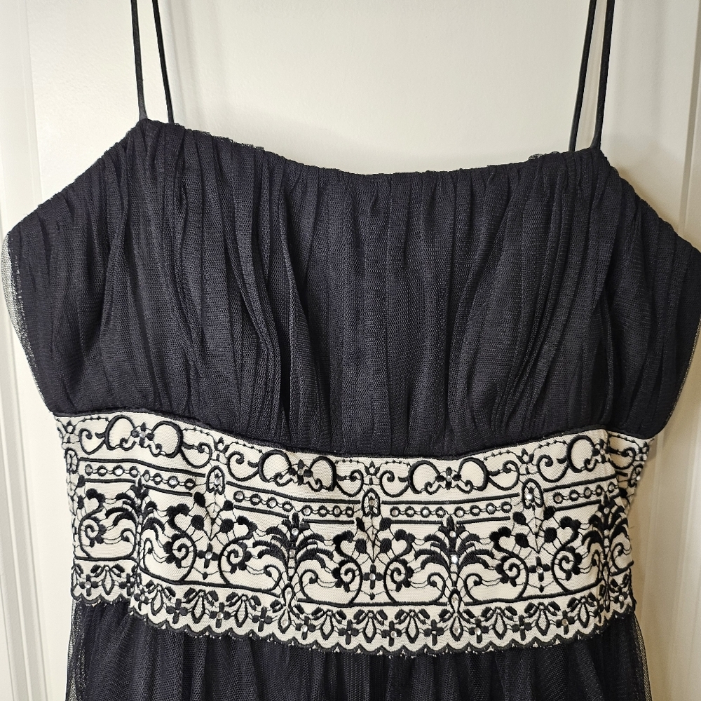 Tess Dress 6 Black Chiffon Lace Waist Cocktail Embroidered Back Zip Garden Party - Picture 3 of 14